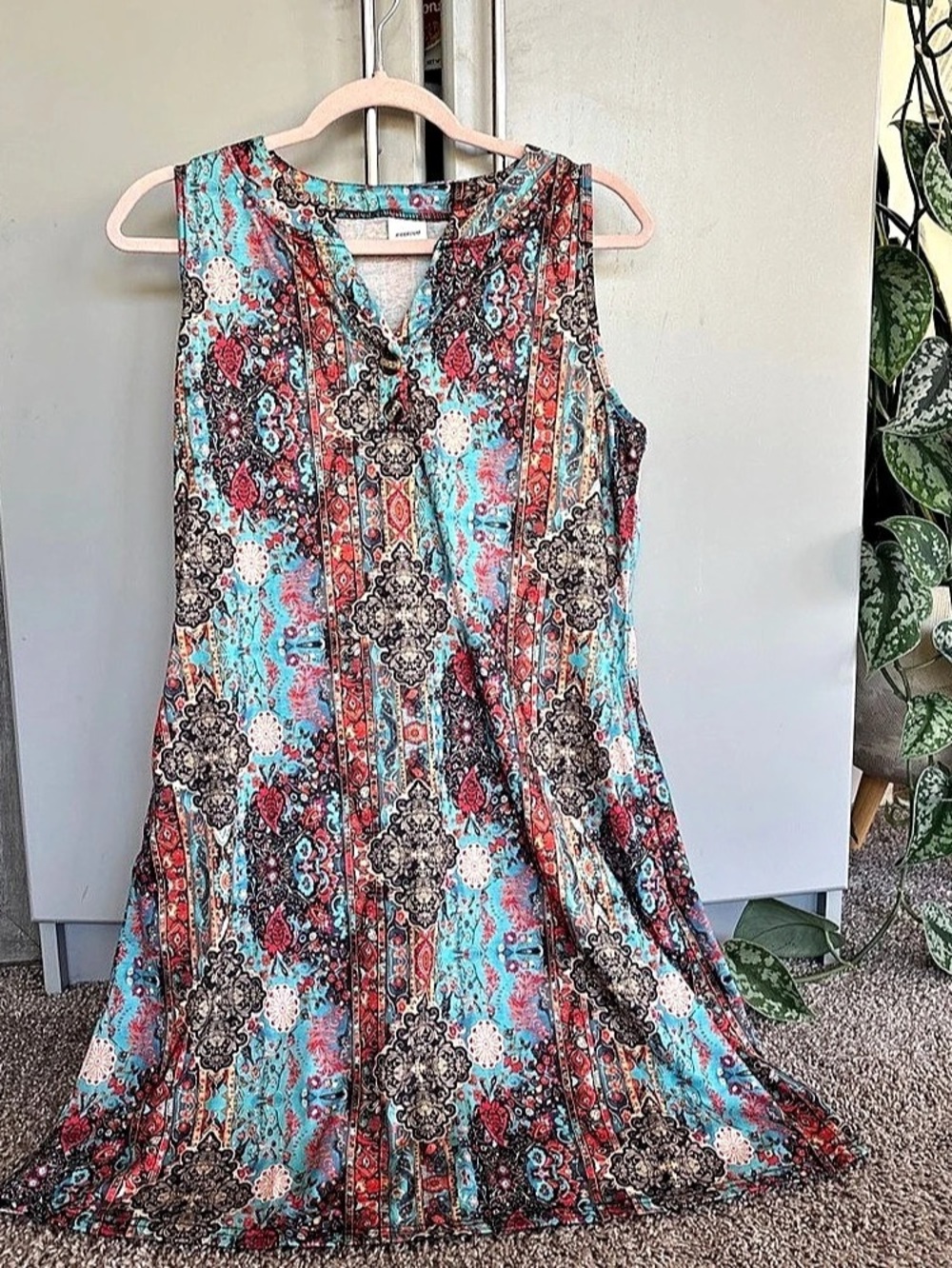XIEERDUO Women's Geometric Maxi Dress Size Medium Like New